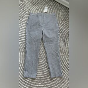 Zara vertical striped navy blue white ankle pants